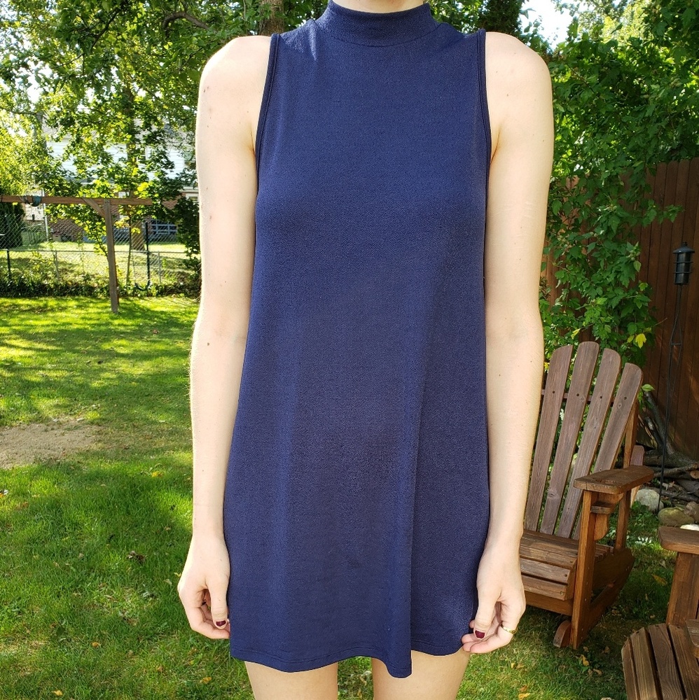 Navy Blue Collared Mini Dress